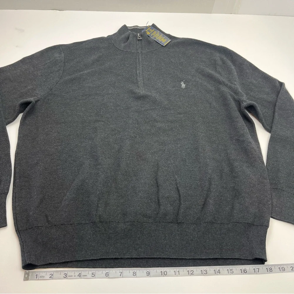 Polo Ralph Lauren Men's Size XXL Grey Quarter Zip Sweater Pony Logo Classics NEW